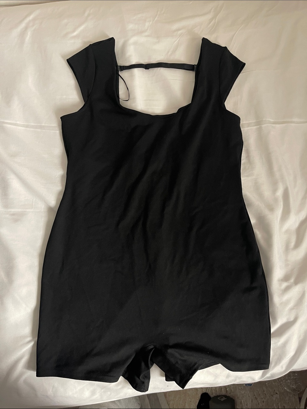 Garage Black Scoop Neck Romper with Cap Sleeves